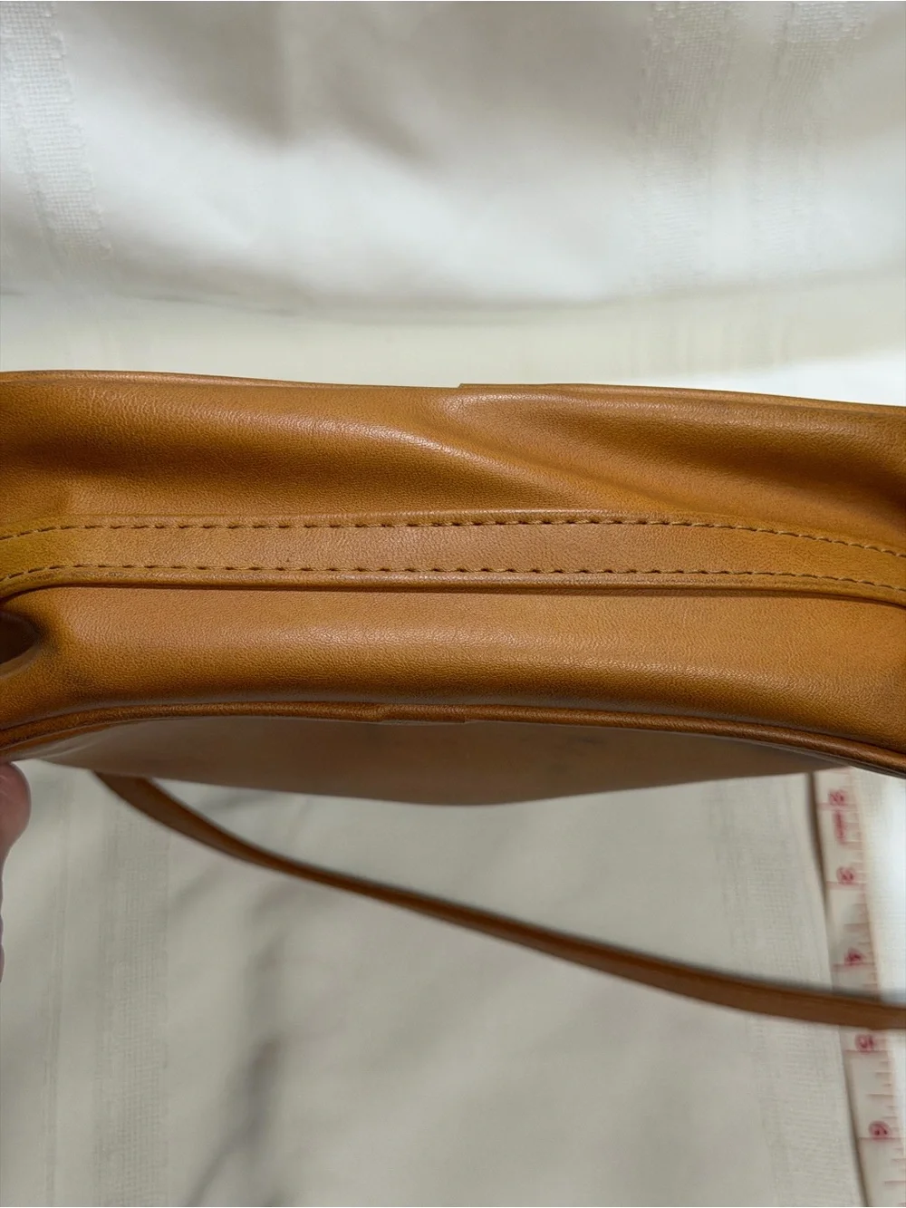 Vtg Samsonite 70s Travel Shoulder Bag Purse W/ Wallet Brown/Tan Faux Leather